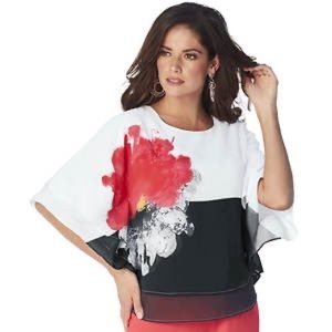 Masseys Double Flounce Poncho Top, Large